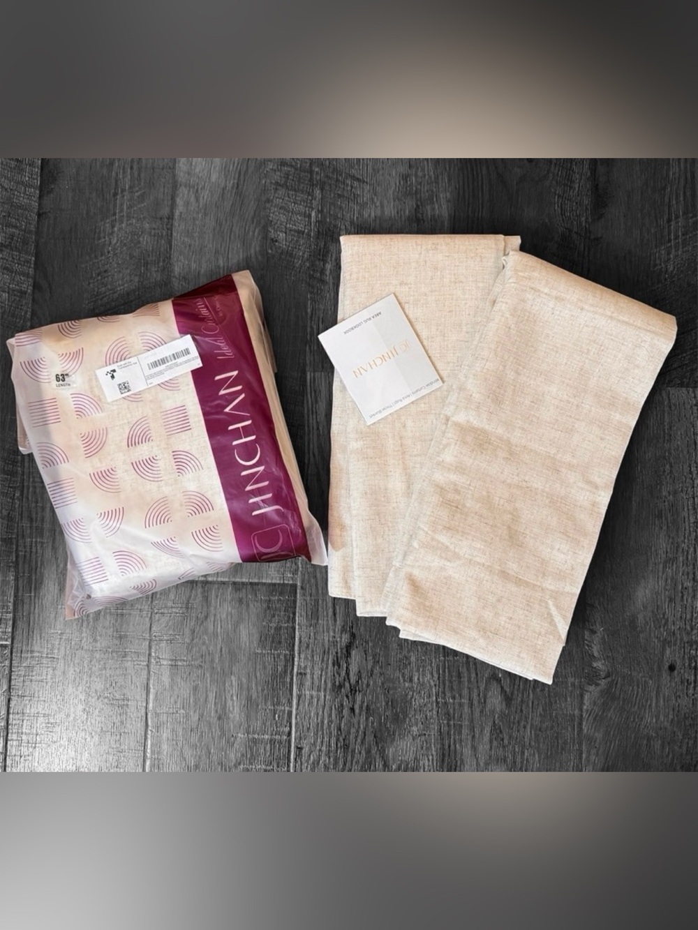 JINCHAN linen curtains, set of 4 panels, oatmeal color, 63”, NWOT